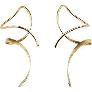 Earrings For Women Spiral Threader Earrings 14K Gold Earrings Hand Bent Dangle